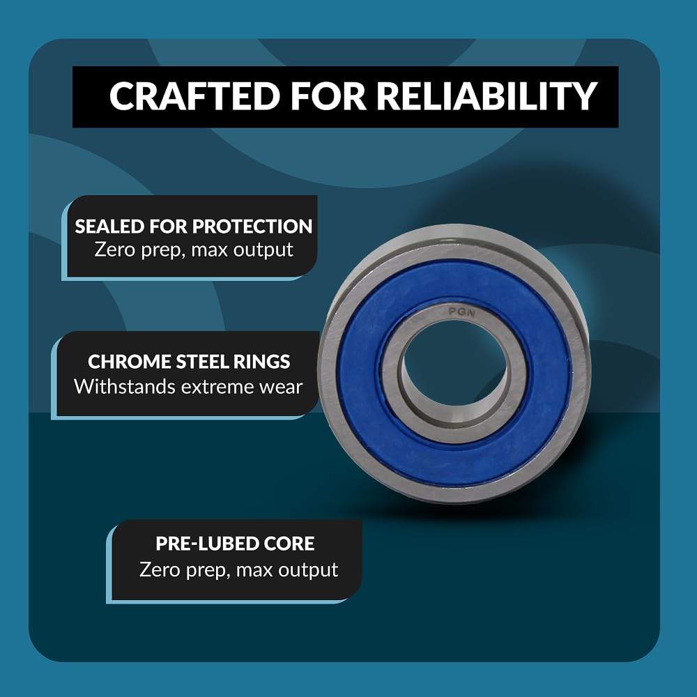PGN - R8-2RS Sealed Ball Bearing - 1/2" x1-1/8 x5/16 - Lubricated - Chrome Steel (10 PCS)