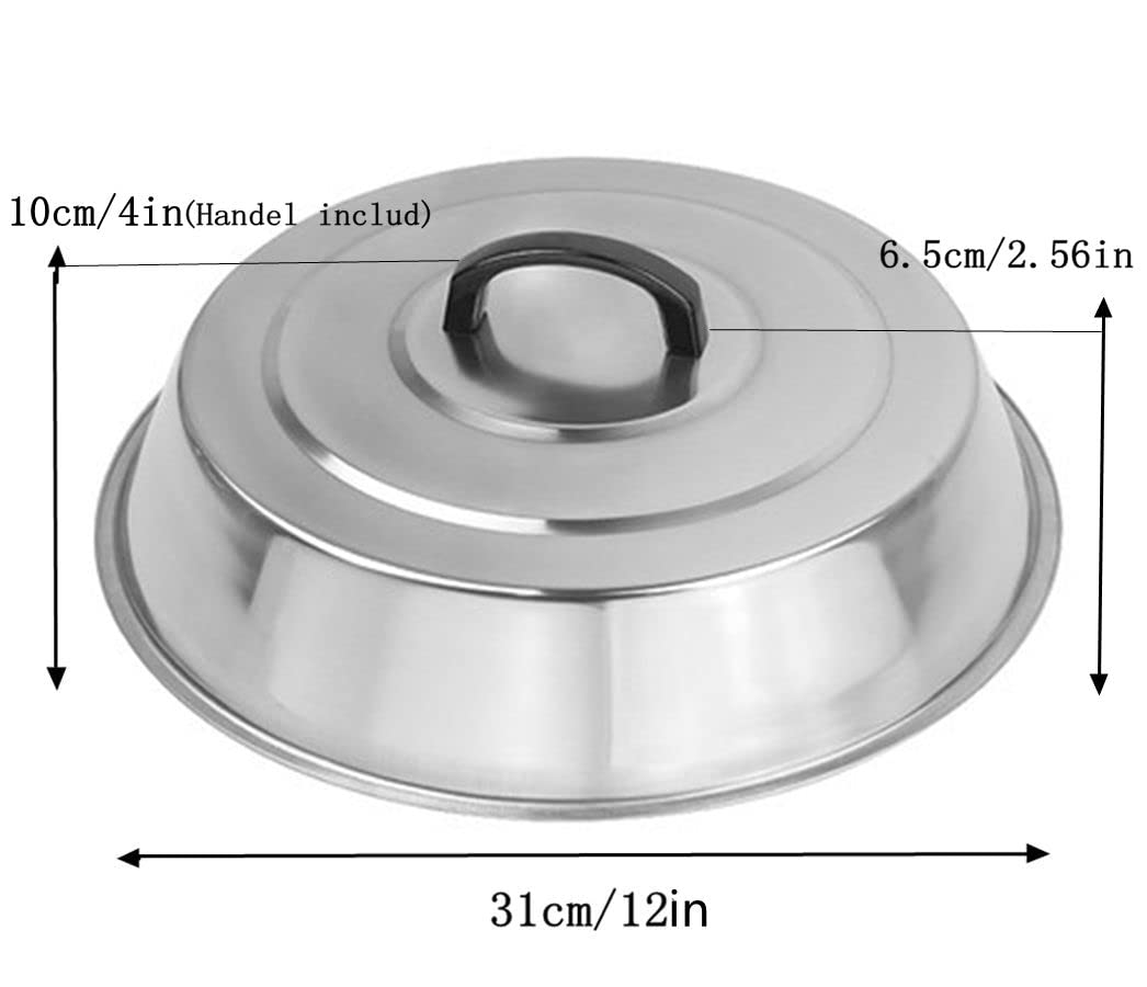 RunTo Griddle Accessories 12 Inch Round Stainless Steel Basting Cover - Cheese Melting Dome and Steaming Cover, Best for Use in Flat Top Griddle Grill Cooking Indoor or Outdoor