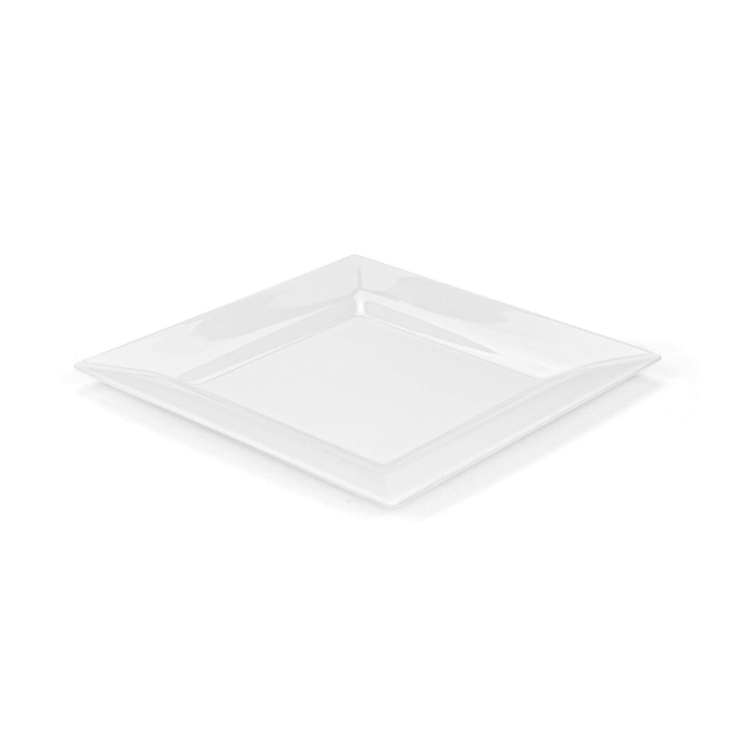 Suwimut 70 Pack White Square Plastic Plates, Heavy Duty 35 Pieces 9.5 Inch Dinner Plates and 35 Pieces 6.5 Inch Dessert/Salad Plates, Fancy White Disposable Plates for Wedding Birthday Party