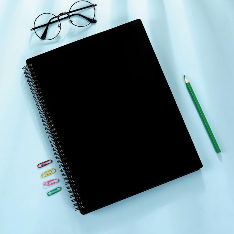 60 Pocket Presentation Book with Clear Sheet Protectors, A4 Portfolio Folder Binder Display 120 Pages Bound Thickened Sheet Protectors Binder for Children Artwork Sheet Music Diamond Paintings, Black