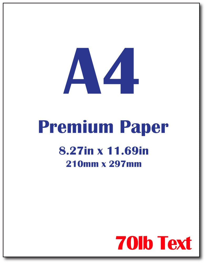 Premium A4 (8.3"x 11.7") Printer Paper - 70lb Text (105 gsm) Bright White Paper (100 Sheets)