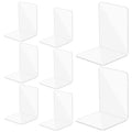JIANTA 4 Pairs Acrylic Book Ends, Clear Acrylic Bookends for Book Shelves, Plastic Book Ends Desktop Book Organizer Decoration Gift Stationery Supplies for School Office Library