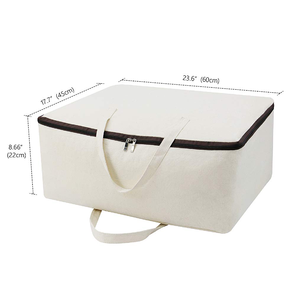 AMJ Household Essentials 100% Cotton Canvas Collapsible Storage Bag, Extra Large Natural Cotton Organizer Bag | Beige 2 Pcs