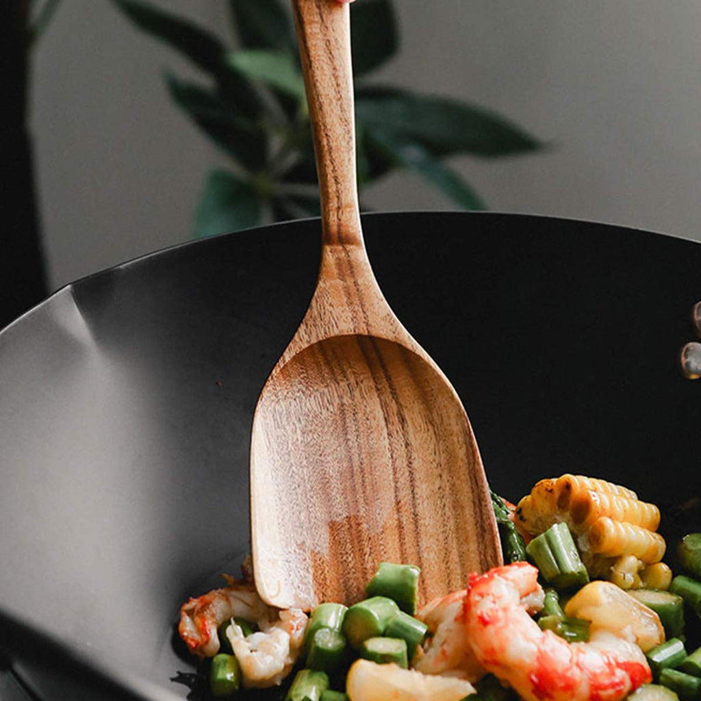 Bekith 8 Pack Wooden Spoons for Cooking, Kitchen Utensils Set, Natural Teak Long Wood Spoon and Spatula for High Heat Stirring, Baking, Non Stick Pots and Pans