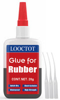 LOOCTOT Black Rubber Glue, Instant Super Glue for Bonding Rubber And Rubber, Rubber And Other Materials; Instant Tire Cement, Rubber Chamber, Rubber Edge, Etc.(20