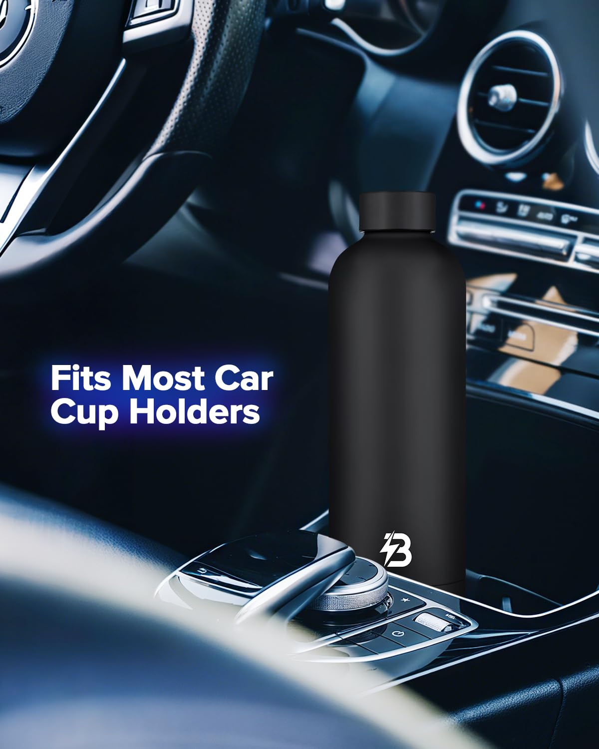 Insulated Water Bottle with Lid, 25 oz Reusable Leak-Proof Metal Stainless Steel Water Bottles for Travel, Sports, Gym, Outdoor (Black)