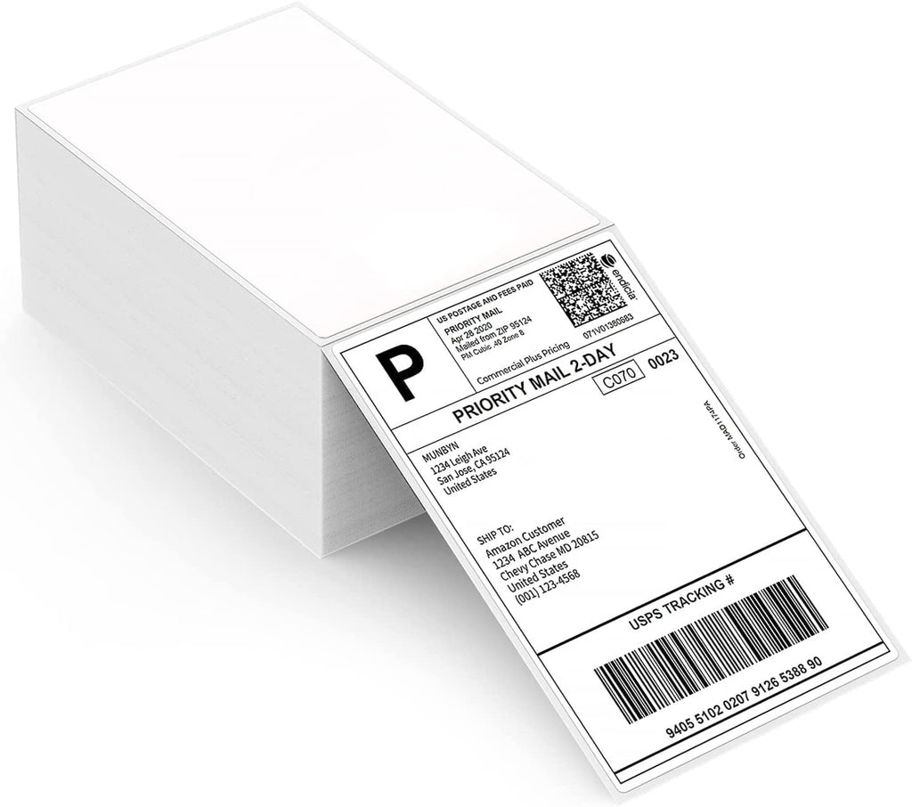 MUNBYN 4x6 Direct Thermal Fanfold Shipping Labels 500 Pics for Address Mailing Postage USPS UPS FedEx Amazon Ebay Shipping Labels, Commercial Grade