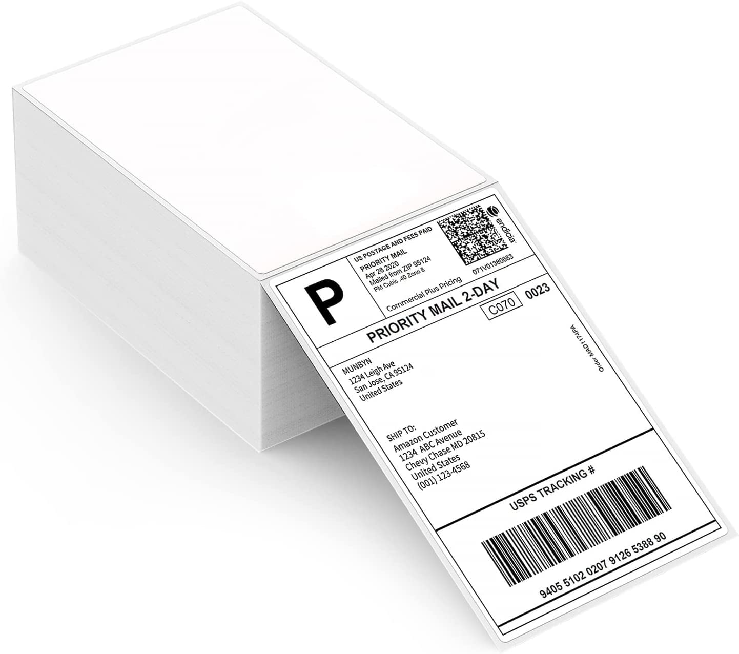 MUNBYN 4x6 Direct Thermal Fanfold Shipping Labels 500 Pics for Address Mailing Postage USPS UPS FedEx Amazon Ebay Shipping Labels, Commercial Grade