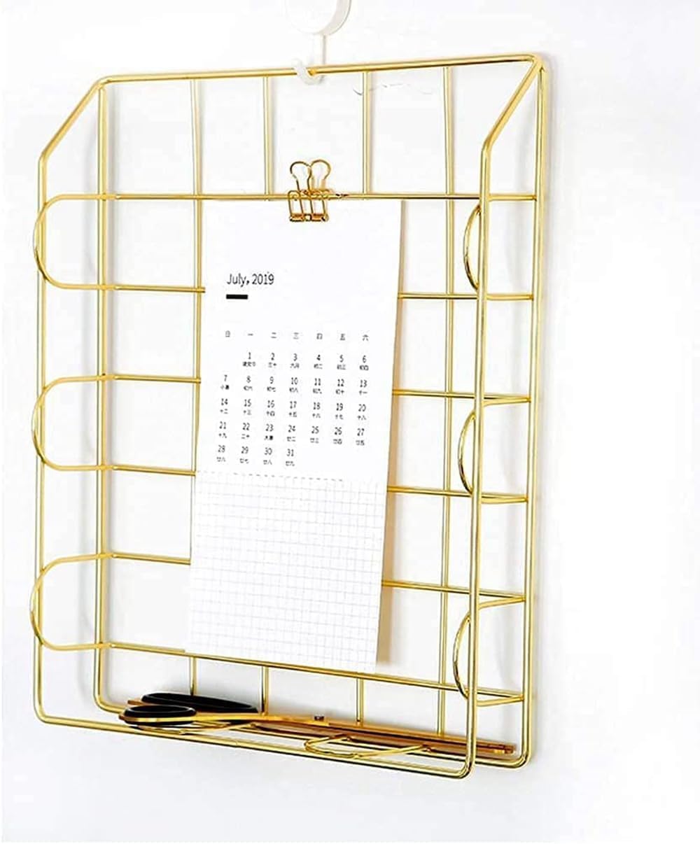 BUDOME Metal Letter Tray, 2 Tier Desk Organizers, Stackable Paper Tray, Desk File Folders Organizer, Document Holder, Magazine Storage for School Home Office Supplies Storage (Golden)