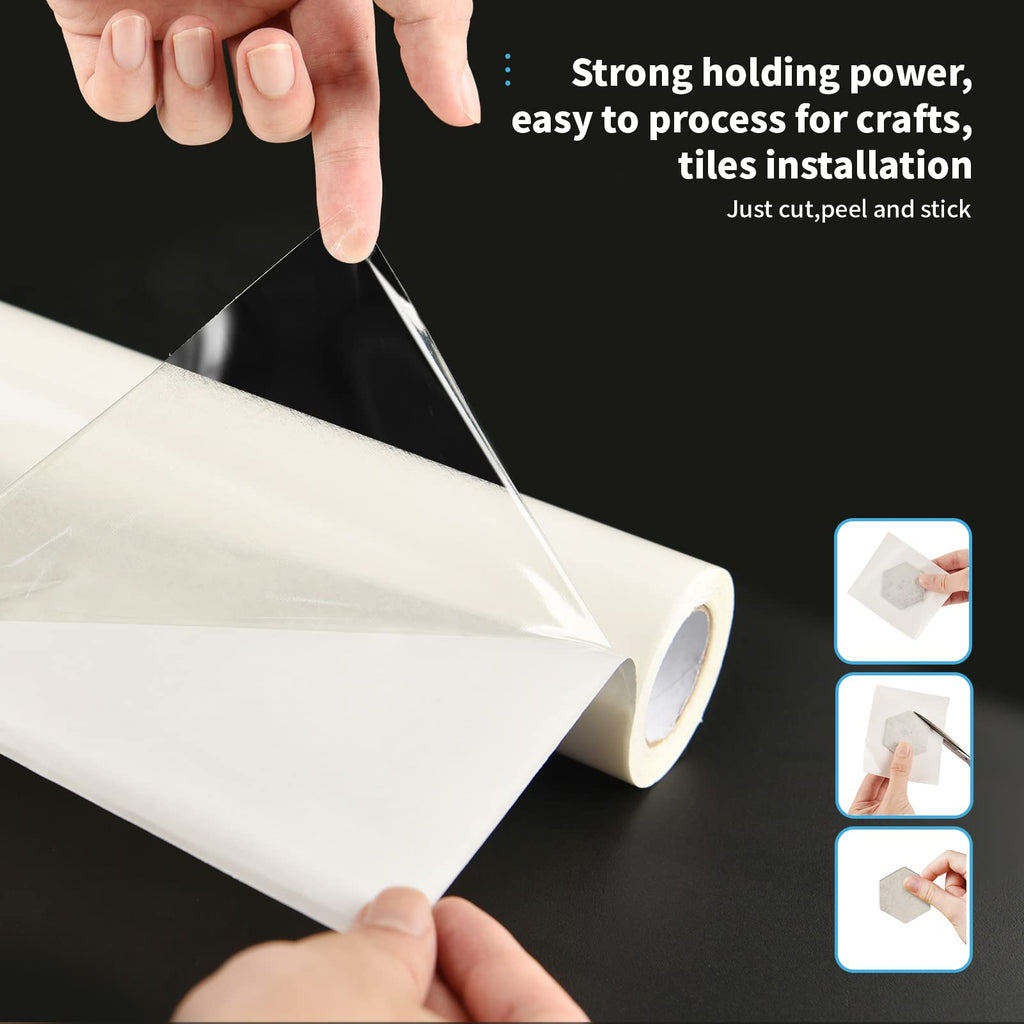 Art3d Adhesive Tile Setting Mat, Double-Sided Tape Sheet for Crafts, Arts, DIY Projects, 12in. X 360in. Damage-Free, Residue-Free