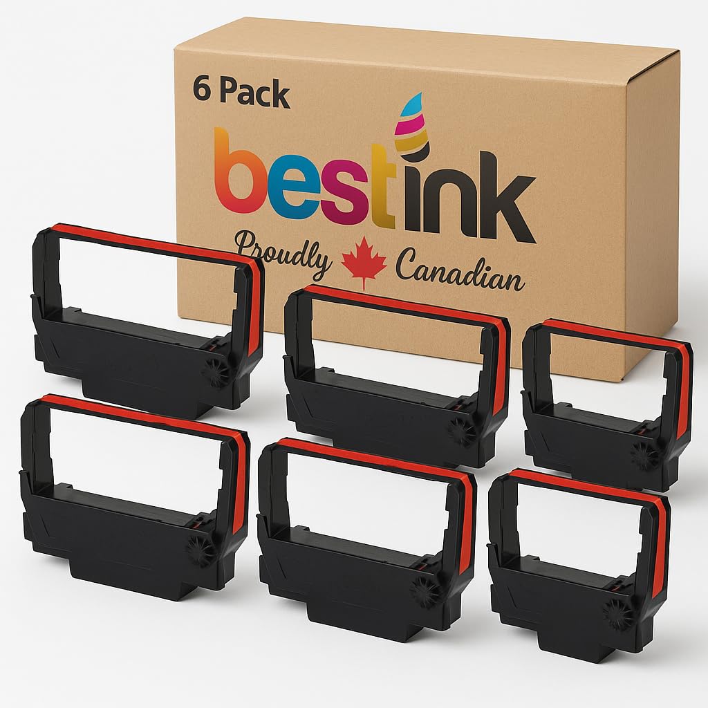 bestink Compatible Black/Red Printer Ribbon Cartridge (6 Pack) for Star Micronics SP700 RC700 RC712 RC717 RC742 RC747 |Replacement for RC800B / RC800R / RC800BR |Long-Lasting Ink for Clear POS Receipt