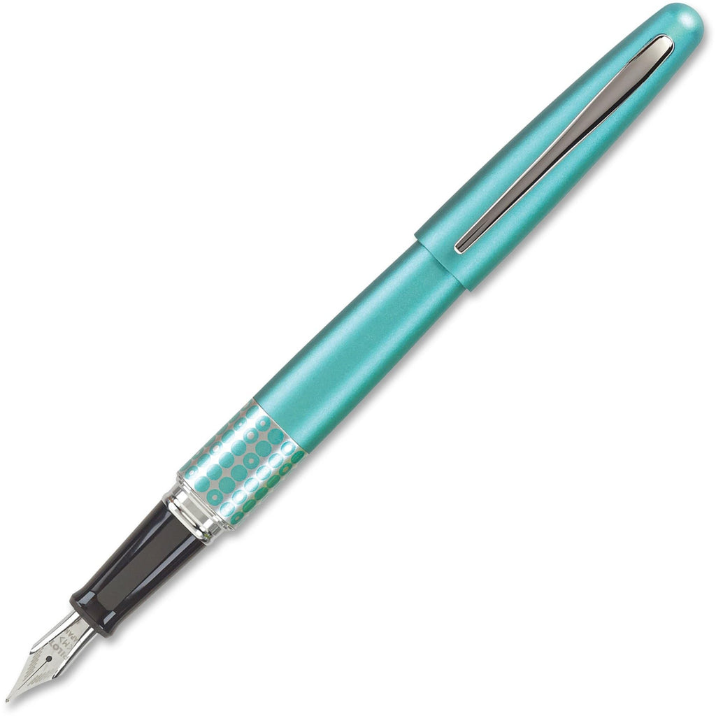 Pilot MR Retro Pop Collection Fountain Pen, Turquoise Barrel with Dots Accent, Fine Nib, Black Ink (91436)