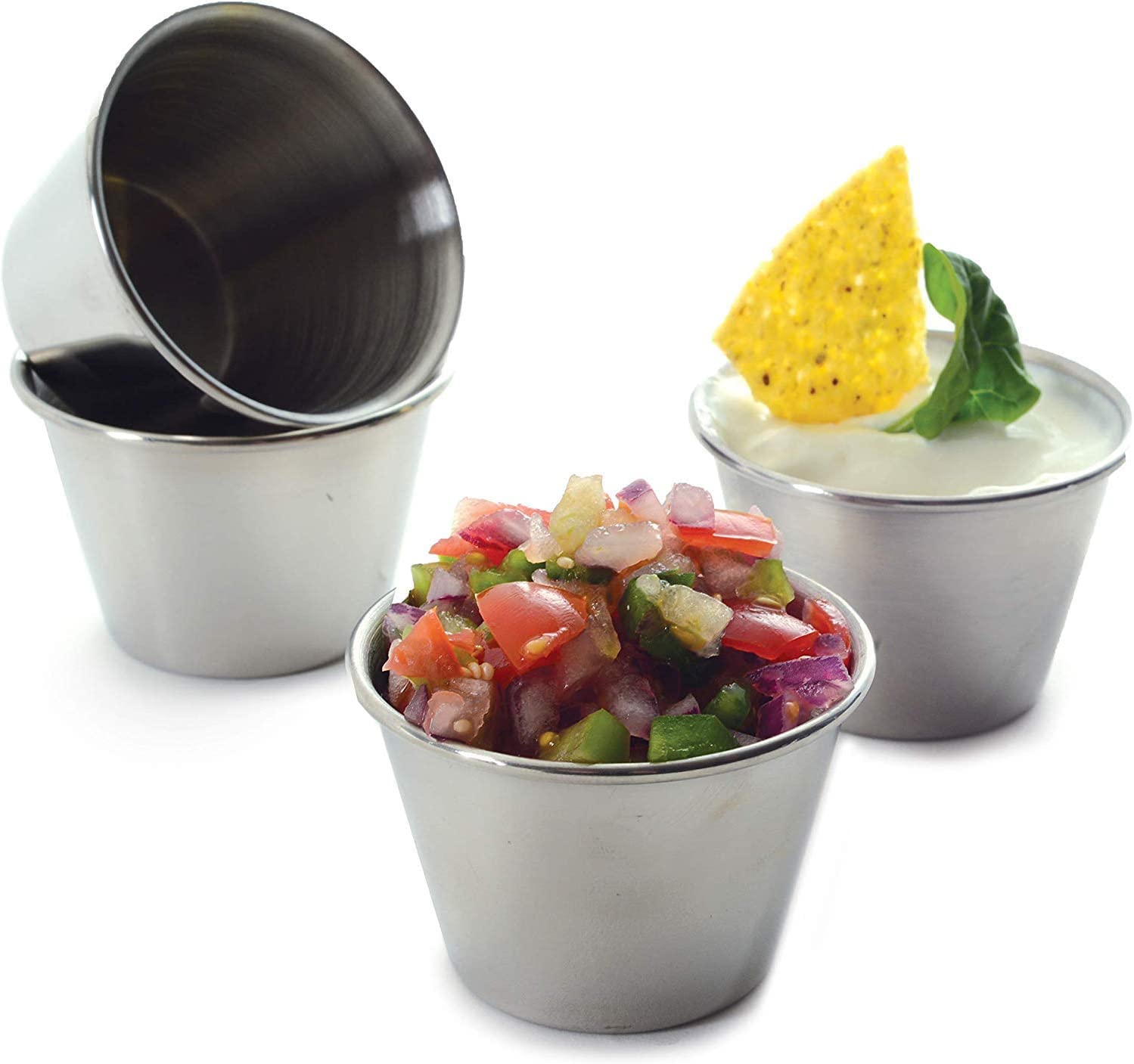 Artcome 30 Pack Stainless Steel Condiment Sauce Cups Great for Dipping and Portion Cups, 2.5 oz