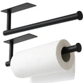 theaoo 2 Packs Paper Towel Holder - Under Cabinet Paper Towel Holder for Kitchen, Adhesive Paper Towel Roll Rack for Bathroom Towel, Wall Mounted Matte Black Paper Towel Rack, SUS304 Stainless Steel