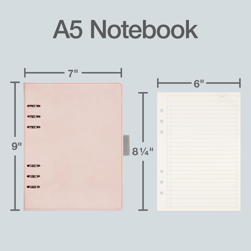 Oxford 6-Ring Professional Notebook, 7 x 9 Inch, Refillable Notebook, Writing Journal, Ivory Paper, 100 Sheets, Blush Pink Faux Leather Cover (90005)