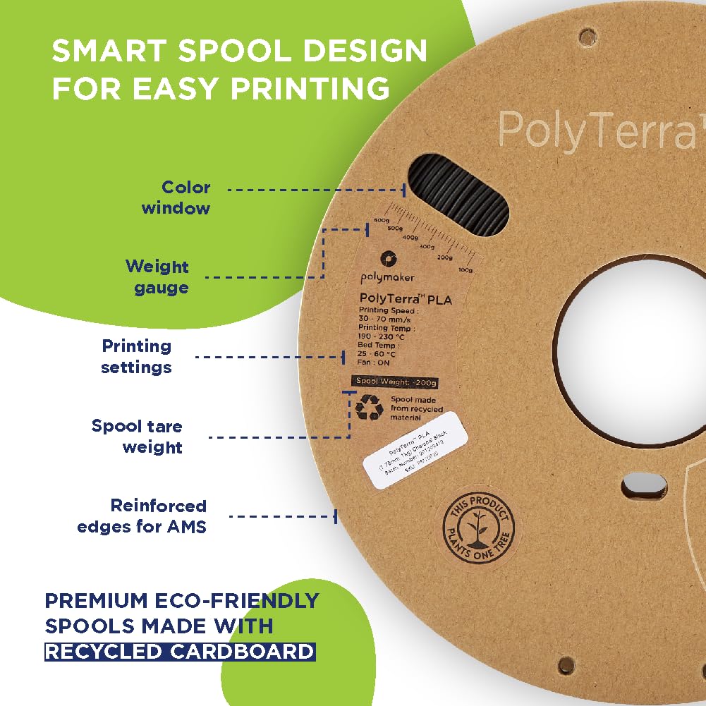 Polymaker Matte PLA Filament Matte Cotton White 1.75mm 1kg 3D Printing Filament, PolyTerra 3D Printer PLA Filament