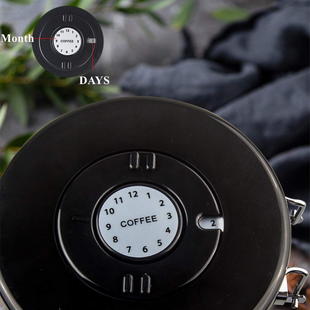 Yopay Airtight Coffee Canister, Stainless Steel Coffee Container with Measuring Scoop for the Kitchen, Coffee Ground Vault Jar With One Way Co2 Valve, Tea Coffee Beans Sugar Fresher, 16 oz, Black
