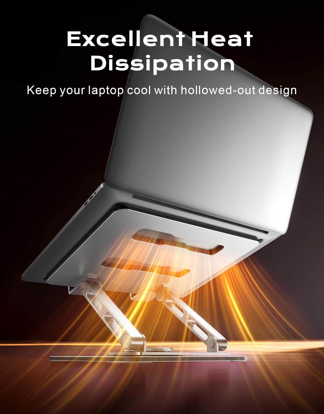 Zewwen 360° Flexible Rotating Laptop Stand for Desk, Ergonomic Adjustable Laptop Riser Holder with Dual-bar Support, Portable Computer Stand for MacBook Air Pro, Dell XPS, HP (10-16")