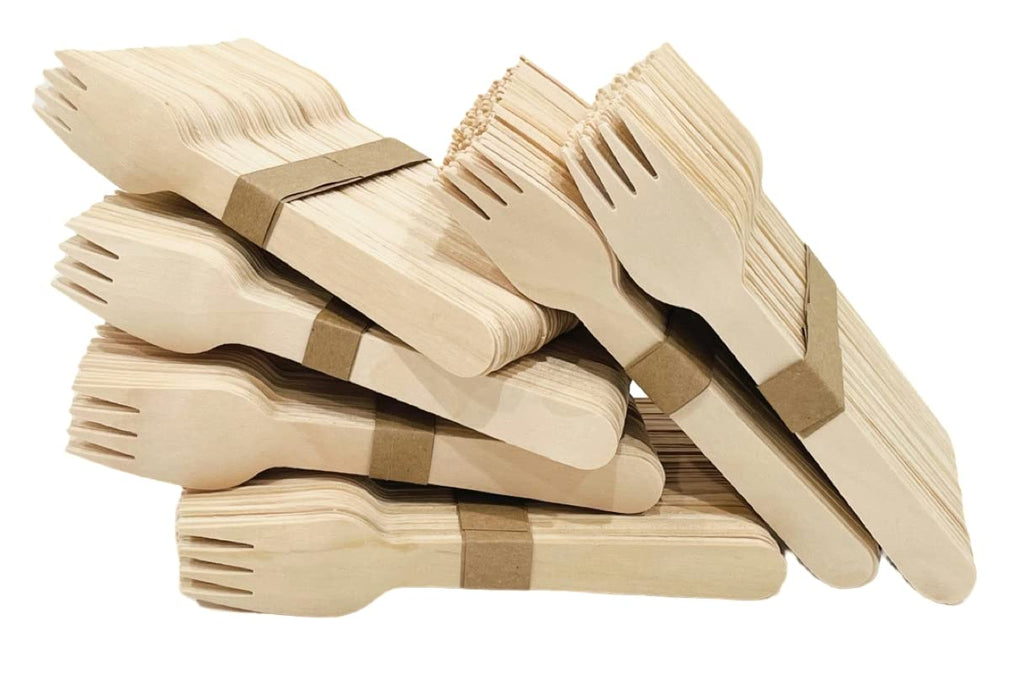 [320 Pack] Disposable Wooden Forks | 6.3" Length, Biodegradable Forks, Compostable Utensils, Eco-Friendly Wood Cutlery by EnvoWise | Alternative to Single Use Plastic Disposable Forks