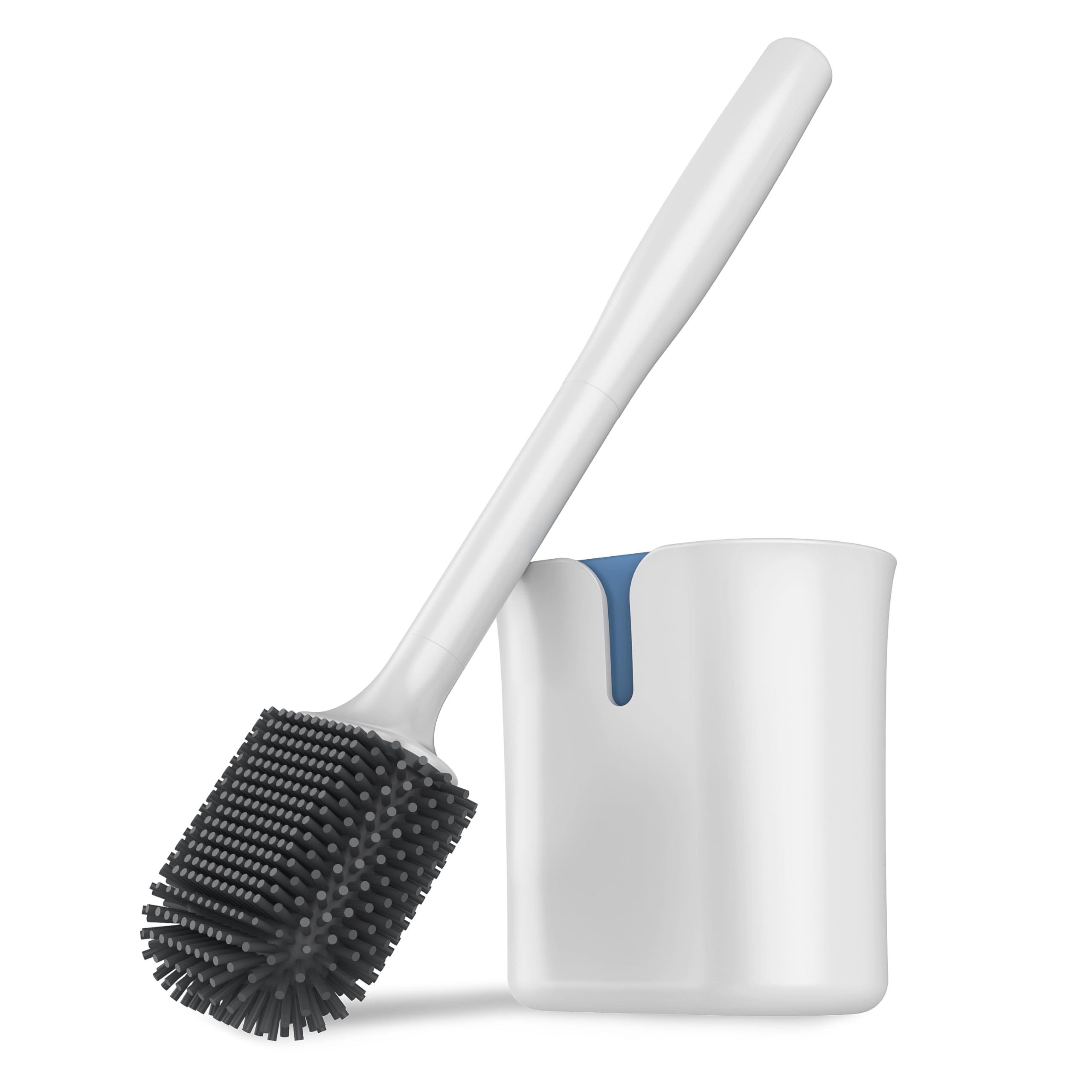 MR.SIGA Toilet Brush and Holder Set, Wall Mounted, Compact, White, 1 Pack
