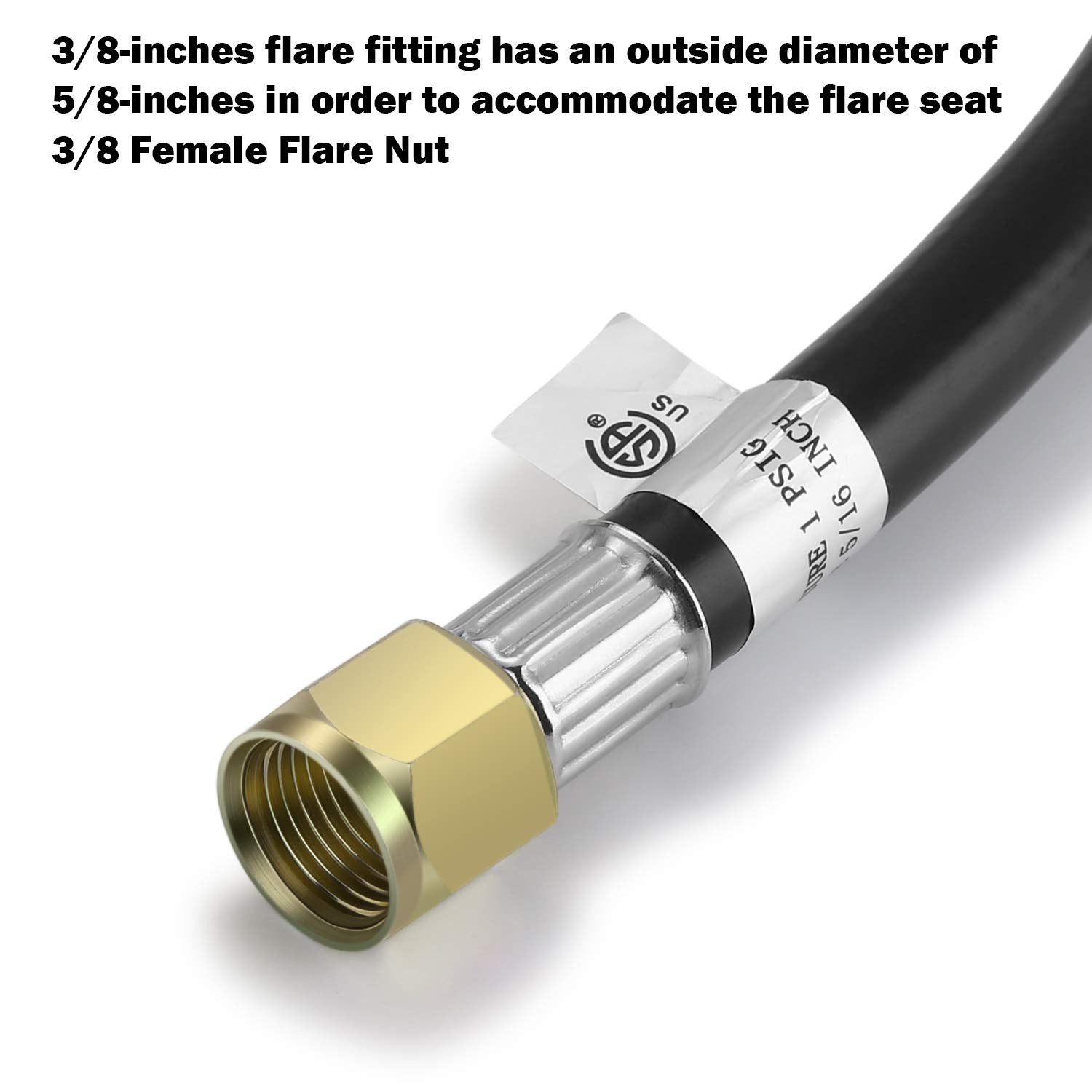 WADEO 2FT Propane Regulator Hose with Tank Gauge, Low Pressure Gas Regulator Most for LP Grill, Fire Pit, Heater and Propane Appliances, 3/8 Female Flare Fitting, CSA Certified