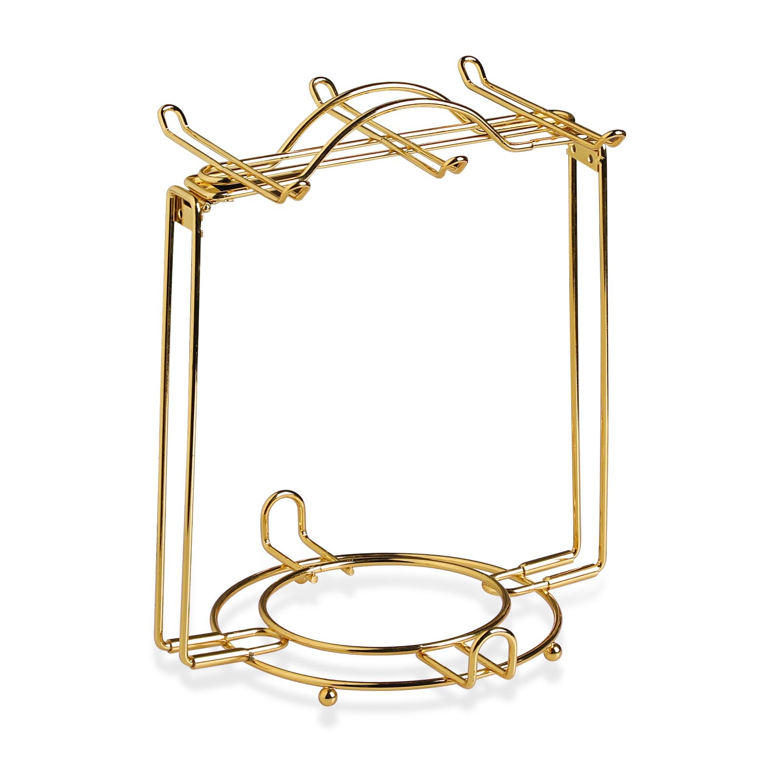 Sweejar Foldable Tea Cups Display Stand, Holds 6 Cups and 6 Saucers Stainless Steel Wire Rack Display Mug Holder Espresso Cups Holder
