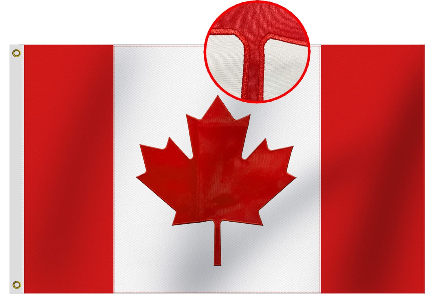 Heavy Duty Canada Flag 2x3 Ft Small -Longest Lasting Nylon 210D | Deluxe Embroidered Maple Leaf | Four Rows Stitching Fly Ends|Canadian Flags Outdoor Decoration Gift Yard House Banner