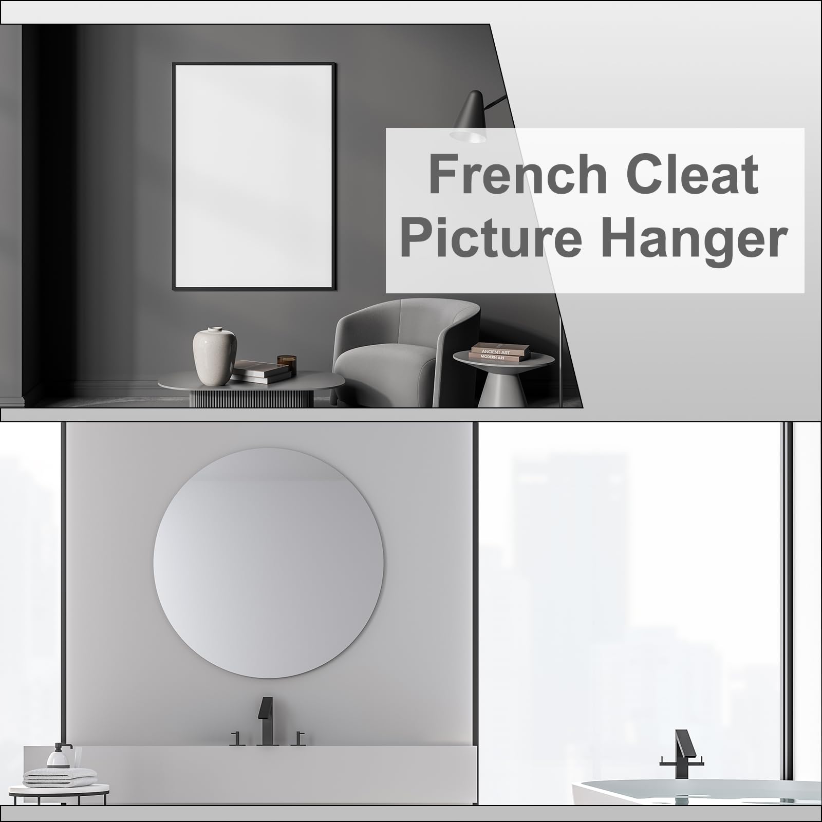 uxcell 2 Pair French Cleat Picture Hanger, 12 Inch Heavy Duty Aluminum Z Bar Clip Interlocking Wall Mounting Bracket Hanger Kit for Hanging Mirror Picture Shelf