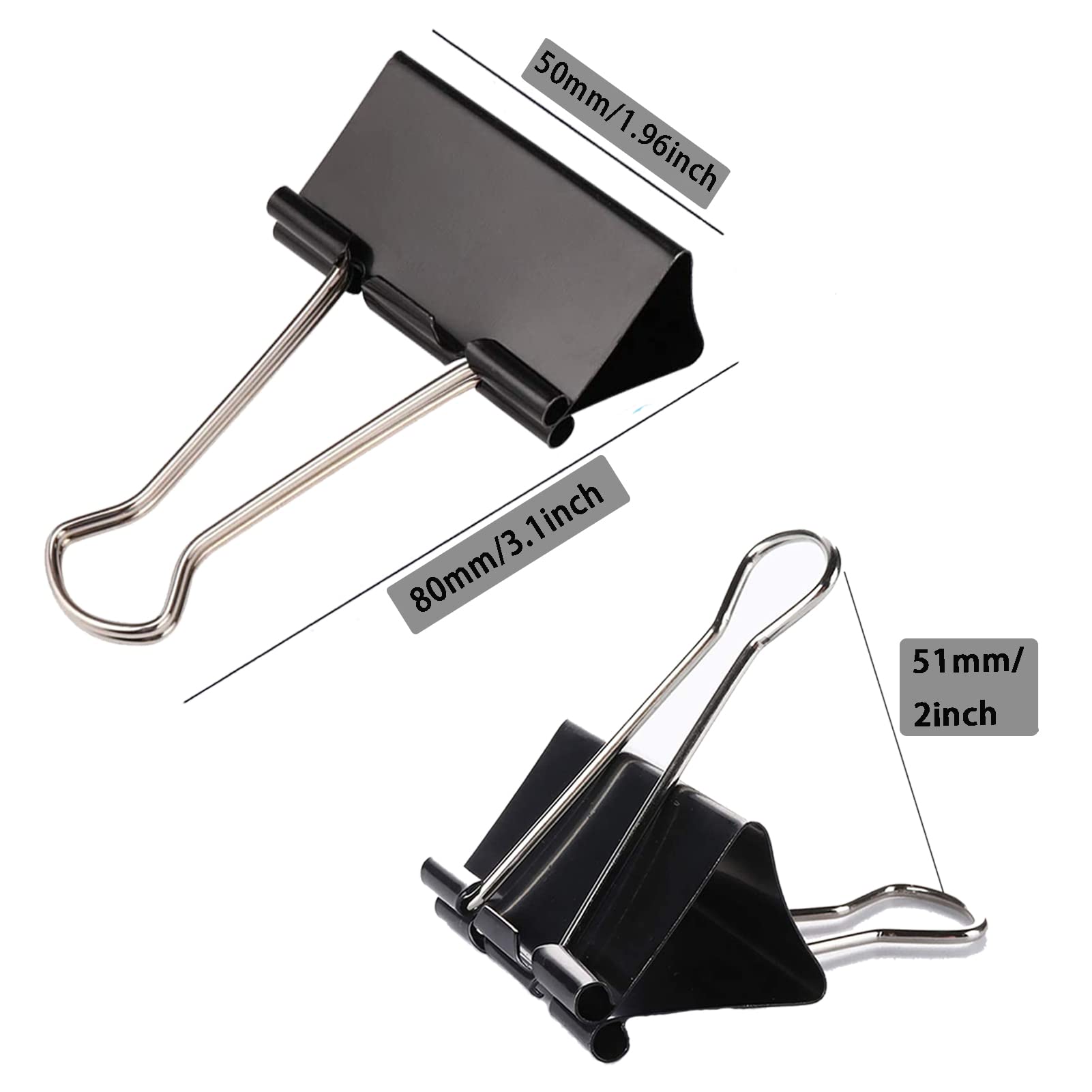 2 Inch Binder Clips(60Pcs), Large Binder Clips Heavy Duty Paper Clamps for Office and Home Supplies