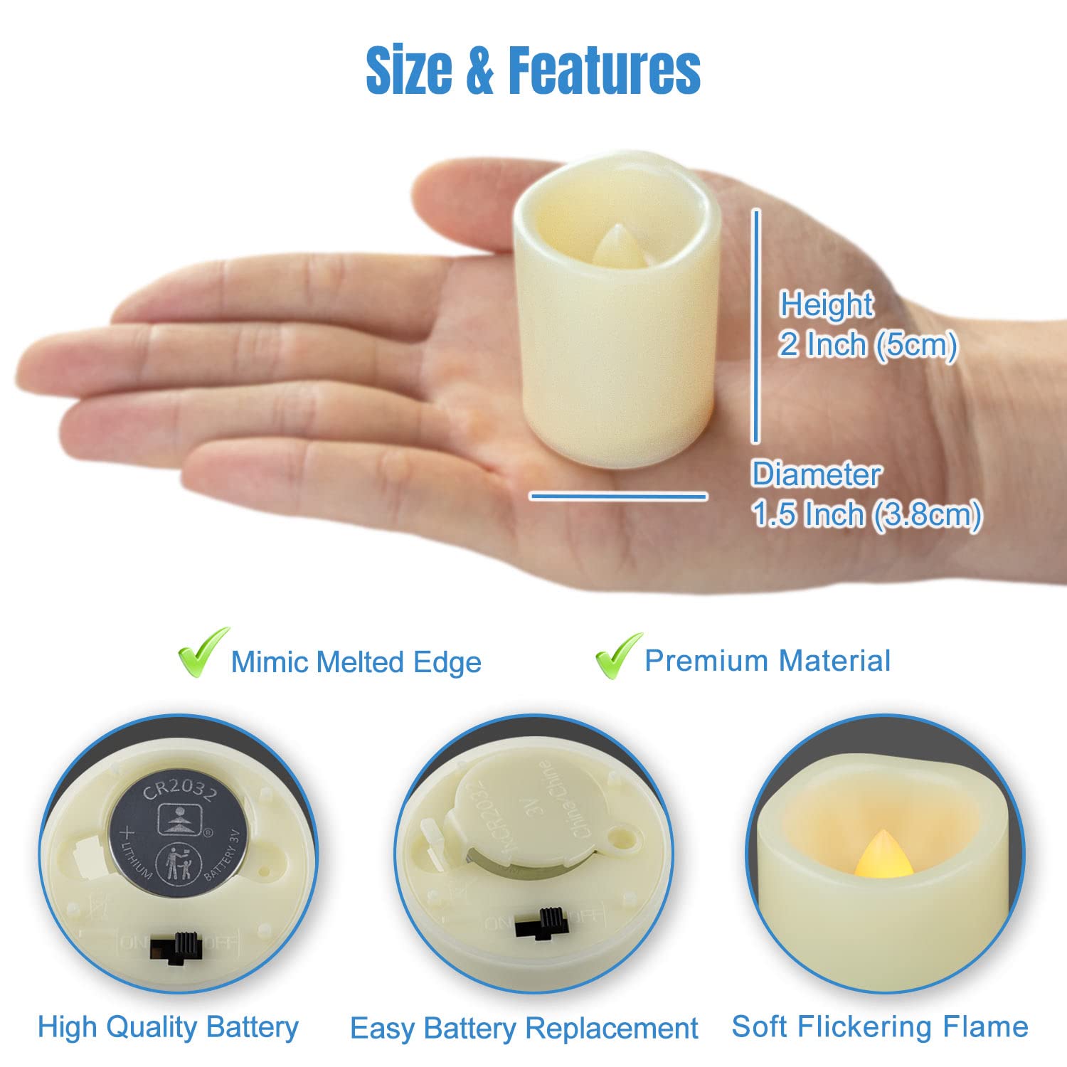 Flameless Flickering Votive Tea Lights Candles Bulk Battery Operated Set of 24 Fake Candles/Flickering Tealights LED Candle for Garden Wedding,Party, Christmas Decorations etc (Batteries Included)