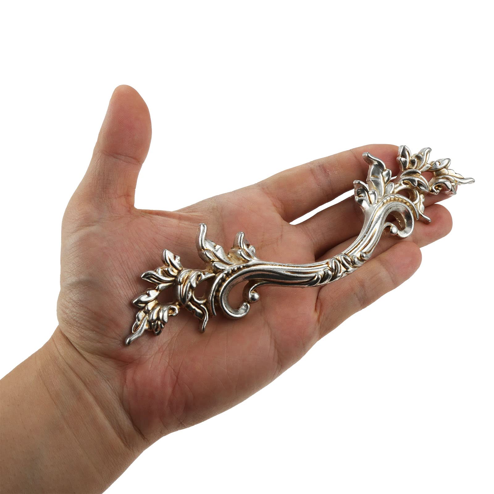 Mgoodoo 5Pcs Antique Silver Drawer Pulls, 168mm Length European Style French Vintage Handles for Cabinet Door Dresser Cupboard Closet Furniture Hardware