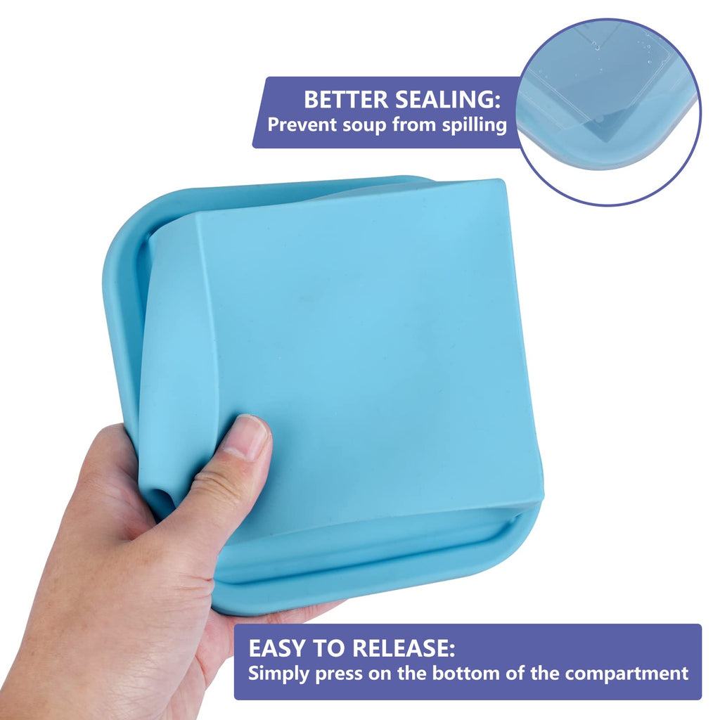 Kinggrand Kitchen 2 Cup Silicone Freezer Trays with Lid 4 Pack Silicone Freezer Molds soup freezer containers Make 4 Perfect Soups, Broths, Stews, Sauces, Curries