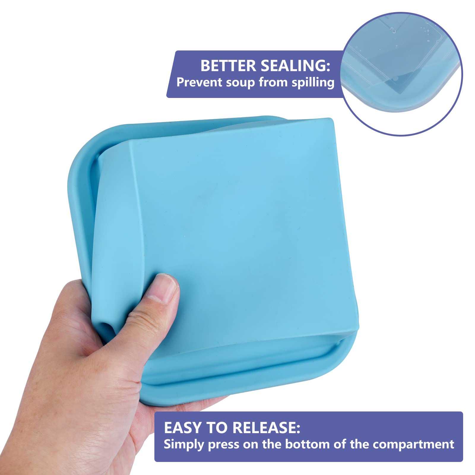 Kinggrand Kitchen 2 Cup Silicone Freezer Trays with Lid 4 Pack Silicone Freezer Molds soup freezer containers Make 4 Perfect Soups, Broths, Stews, Sauces, Curries