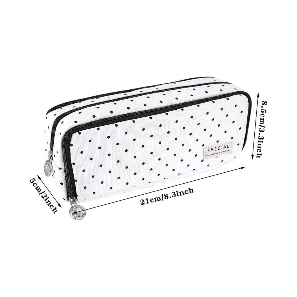 iSuperb Multi Compartments Pencil Case 3 Zippers Pencil Pouch Bag Square Grid Cosmetic Bags Organizer