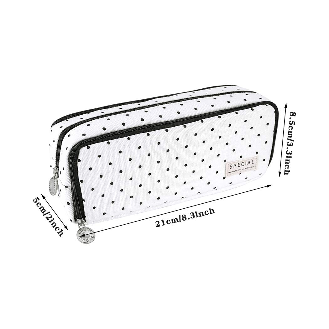 iSuperb Multi Compartments Pencil Case 3 Zippers Pencil Pouch Bag Square Grid Cosmetic Bags Organizer
