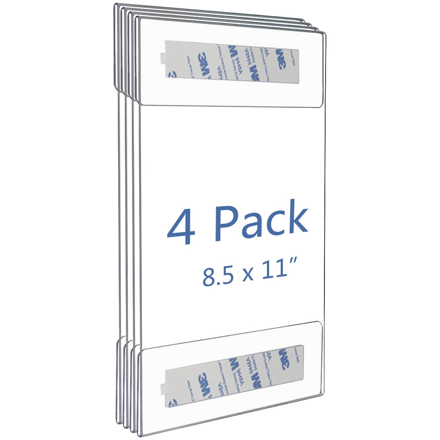 Niubee 8.5x11 inch Wall Mount Acrylic Sign Holder with Adhesive For Office, Home, Store, Restaurant-No Drilling (4 Pack)