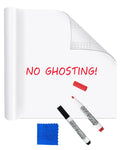 Dry Erase Whiteboard Sticker for Wall - 16.7 x 118.1 inches, No Ghosting PET White Board Wallpaper Roll, No Residue, Peel and Stick Contact Paper with 2 Markers & Cloth for Home Office Classroom