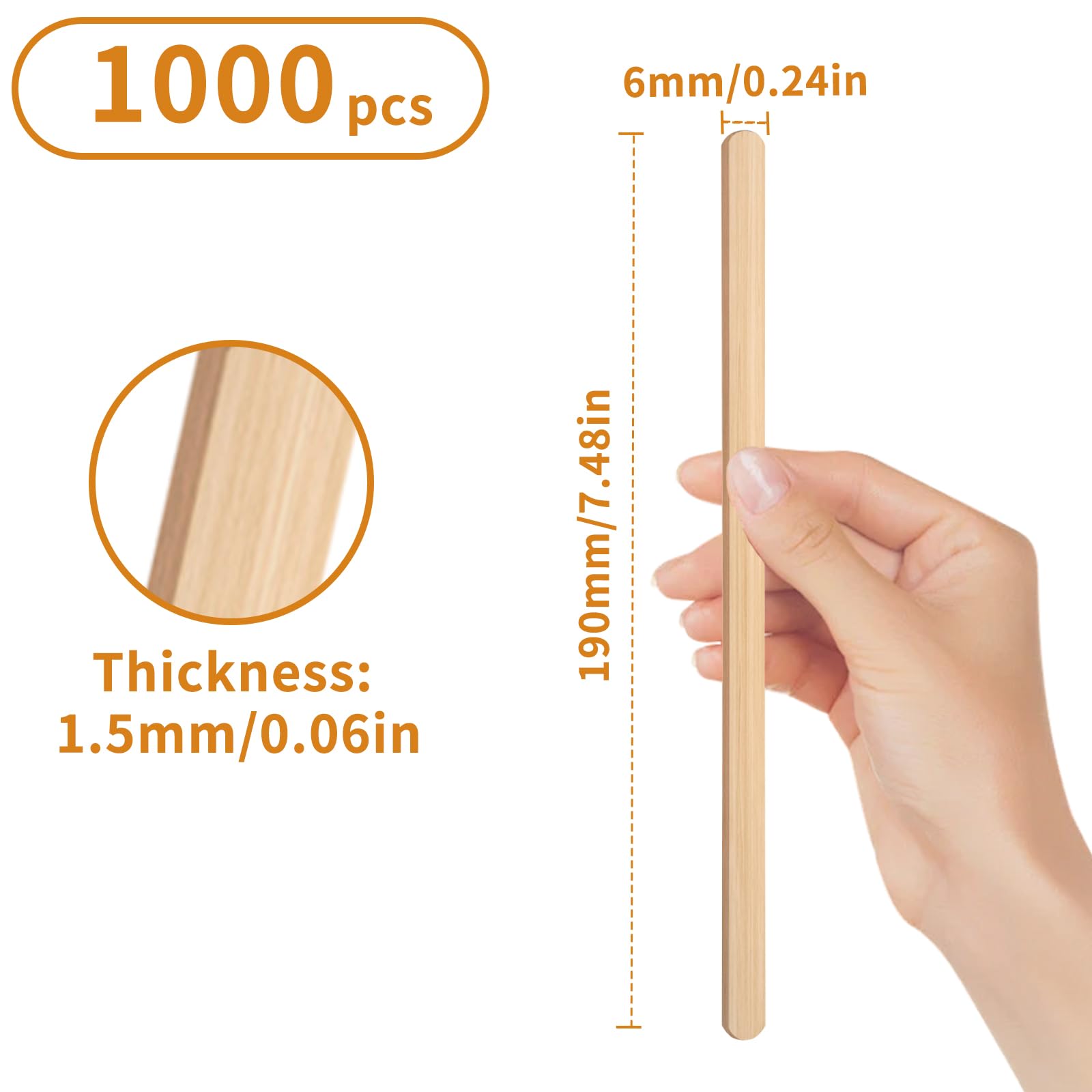 Coffee Stir Sticks, 1000 Count 7.5 Inch Wooden Coffee Stirrers, Stir Sticks Wood for Coffee, Beverage, Cocktails