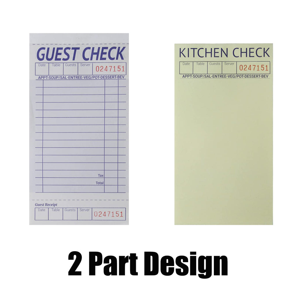 suituts 12 Pack Guest Check Books Server Waitress Pads, 2-Part Carbonless Order Pads for Restaurants, Server, Waiter, 50 Sheets Per Server Pads Total 600, Extra 3 Clips