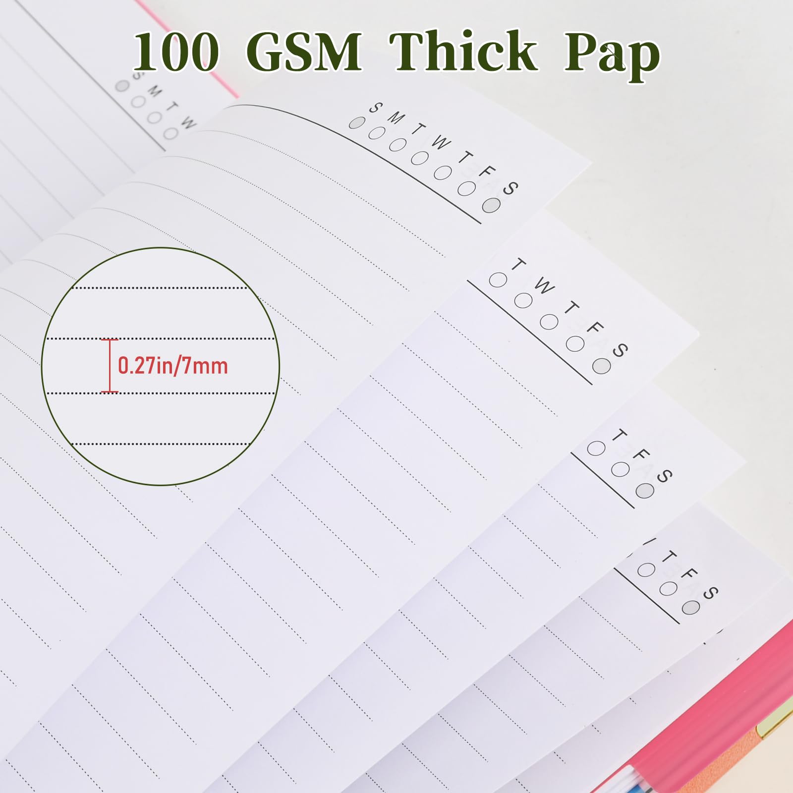 Lined Spiral Journal Notebook, 300 Numbered Pages A5 Size 5 Subject Notebooks College Ruled with Tabs and Removable Dividers, 100GSM Thick Spiral Ruled Lined Writing Journal, Hardcover Leather Notebook for Work, School (Purple)