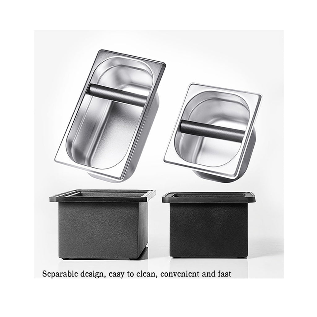 Coffee Knock Box, Espresso Knock Box Coffee Bin Barista Accessories Coffee Machine Accessories, Stainless Steel Small Coffee Knock Box Container with Silicone Knock Bar and Non Slip Base