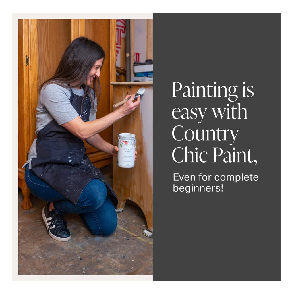 Country Chic All-in-One Chalk Paint for Furniture, Cabinets, Home Decor, Eco-Friendly, Matte Finish, Built-In Primer & Top Coat for Wood, Metal - Liquorice (Black) - Pint 16 oz (475 ml)