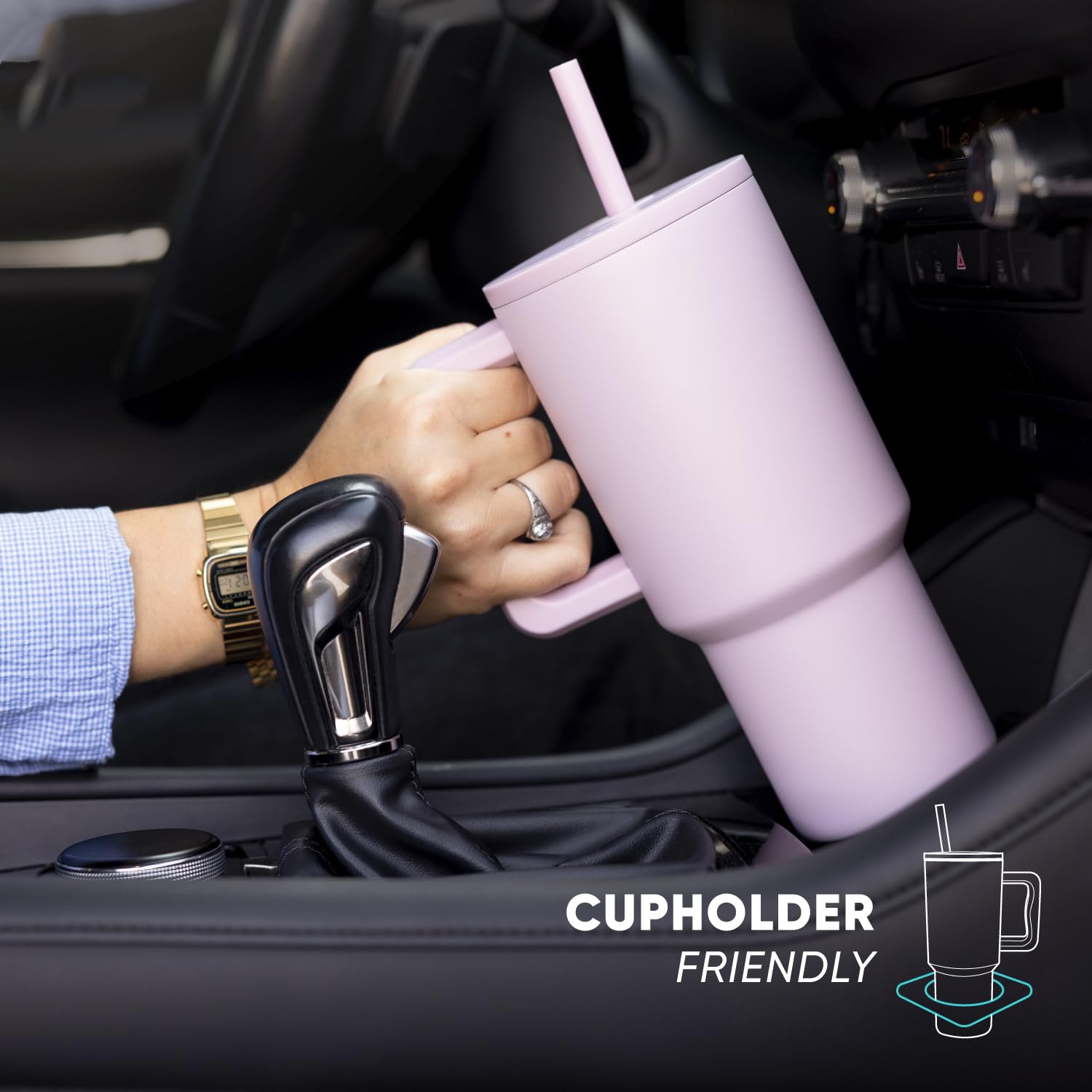 Simple Modern 40 oz Trek Tumbler with Handle and Straw | Insulated Stainless Steel Water Bottle Iced Coffee Cup Travel Mug | 40 oz | Lavender Mist