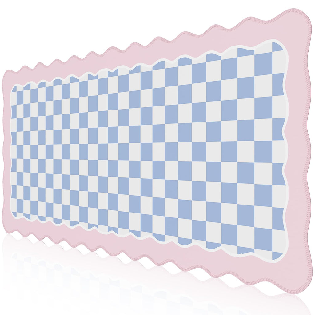 iCasso Cute Desk mat,Extended Large Gaming Mouse Pad Design with Irregular Edges,XXL Soft Lycra Surface Keyboard Mat 15.7X35.4 Inches, Non-Slip Rubber Base Desk Pad for Home Office (Pink Purple)