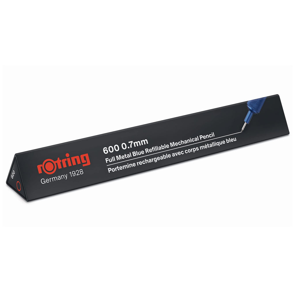 Rotring 600 Mechanical Pencil HB 0.7 mm Blue All-Metal Body Hexagonal Barrel