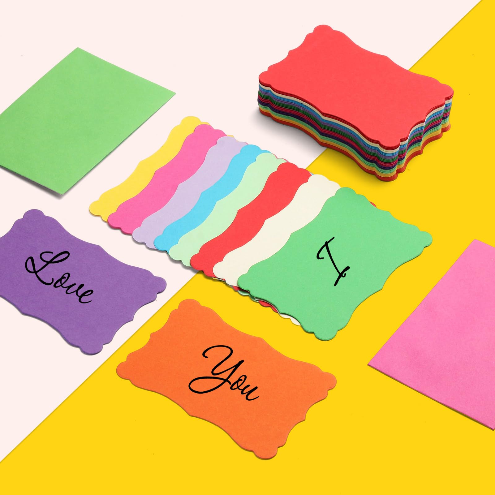 100 Pack Mini Cards with Envelopes, Small Colorful Blank Note Cards with Self-Adhesive Envelopes, Prayer Board Suppies, Tiny Business Card Envelopes(4 x 2.7 Inches, 10 Colors) (Multicolored)