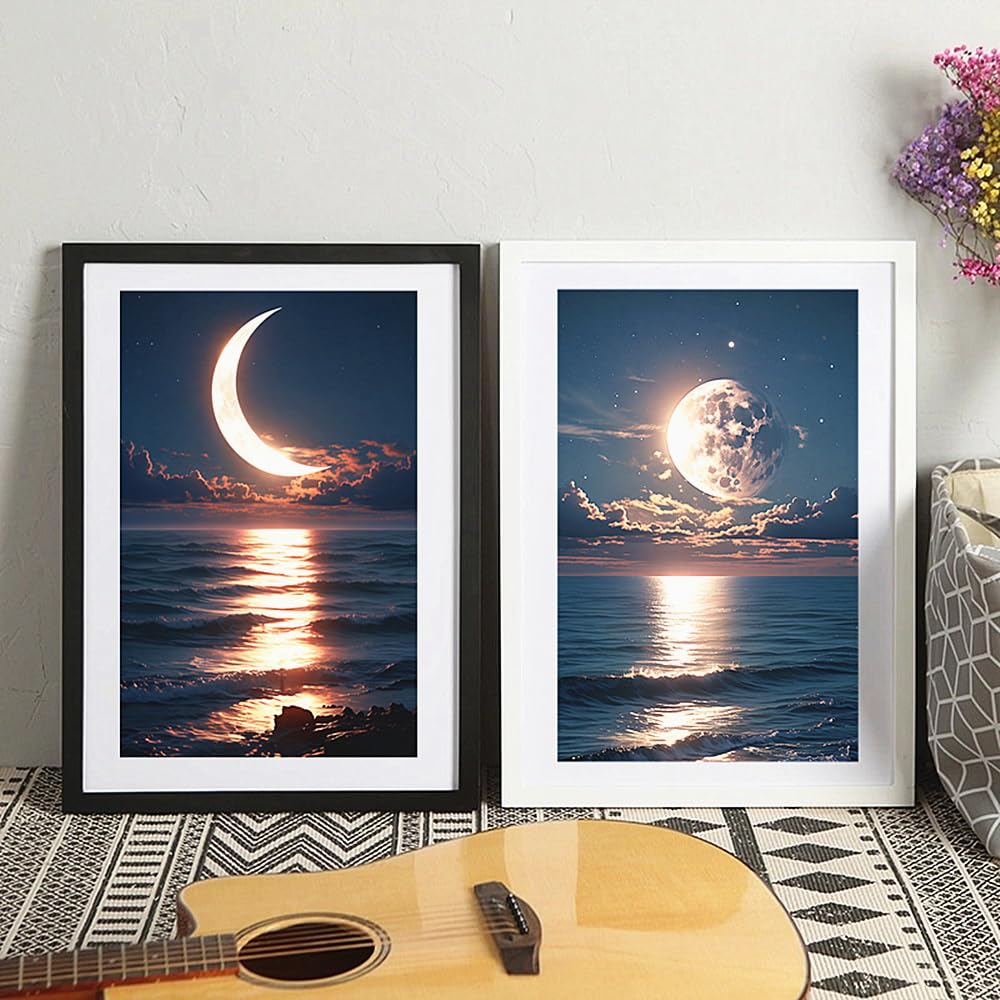 NUFTVI Diamond Painting Picture Frames, Suitable for 12x16 in/30x40 cm Picture Photos Oil Paintings Canvas, Diamond Art Wood Frame With Mat, Wall Art Deco (2 Pack, Black)