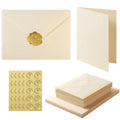 Acidea 50 Pack Ivory A6 Envelopes with Plain Cards, 120GSM Envelopes with 250GSM Folding Blank Cards and Gold Stickers, Perfect Stationary Set for Wedding Invitations, Birthday, Holiday, Greeting Card