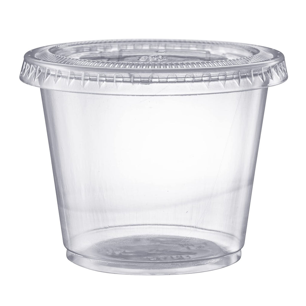 Pantry Value [5.5 oz. - 100 Count] Clear Disposable Portion Cups with Lids - Soufflé Containers, Jello Shot Cups with Lids, Containers Perfect for Salad Dressing and More