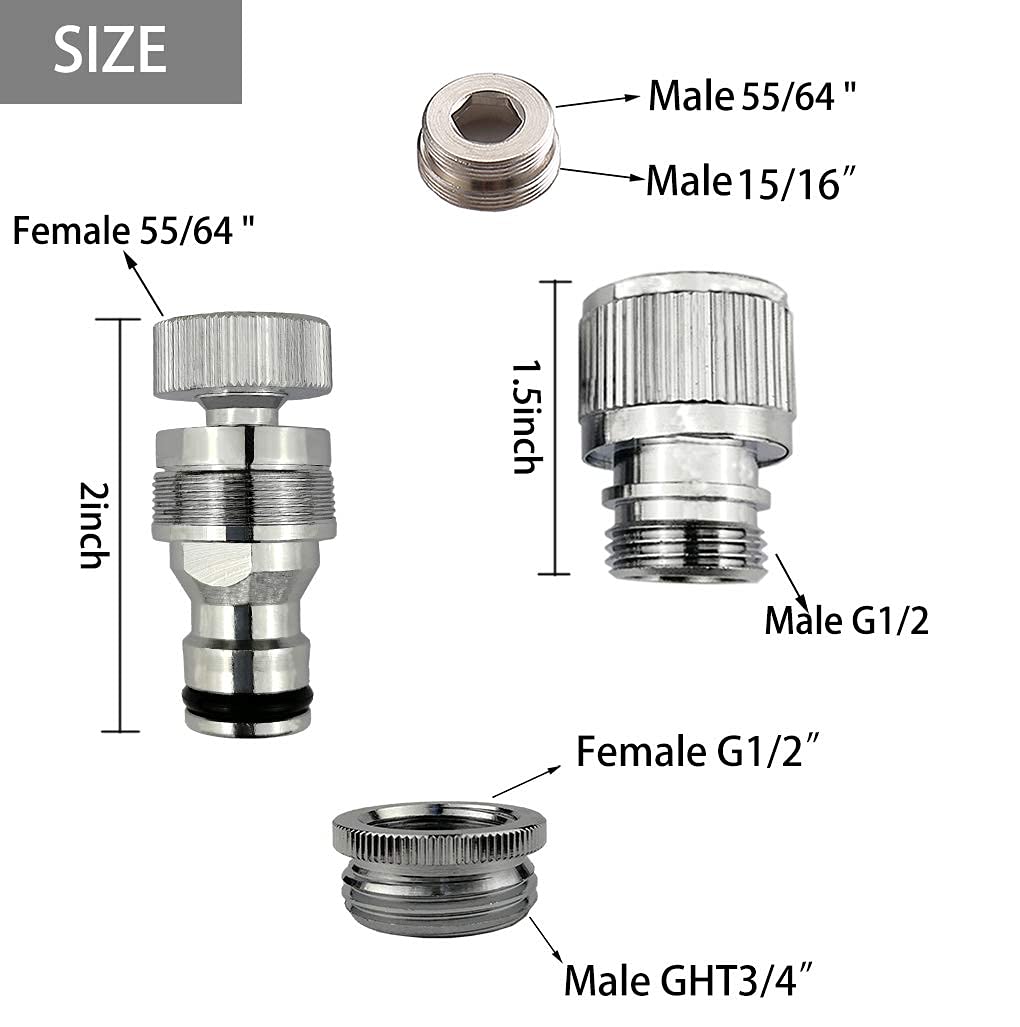 Dishwasher,washer Snap Coupling Adapter,shower hose, garden hose(3/4GHT) quick connection, for Bathroom/kitchen,sink to hose adapter Faucet Hose, Sink Quick-fit Attachment (Quick-Connect)